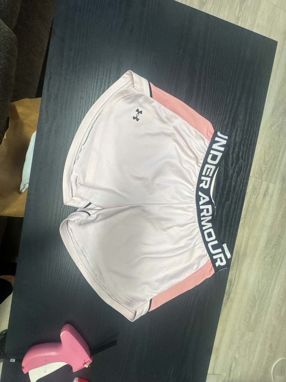 Under Armour Play Up Shorts Pink White Athletic Gym Shorts